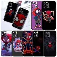 marvel cartoon spiderman for apple iphone 13 12 mini 11 xs pro max x xr 8 7 6 plus se 2020 5 capa black soft tpu phone case