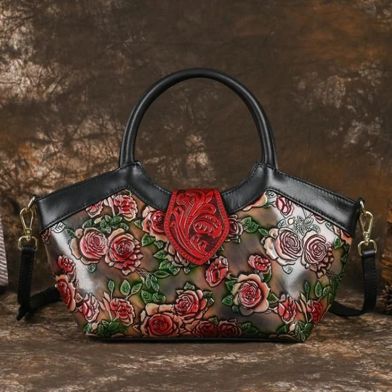

Роскошная дизайнерская дамская сумочка в стиле ретро с тиснением, сумка из натуральной коровьей кожи для женщин, ручная роспись, цветные сумки на плечо, новинка 2023