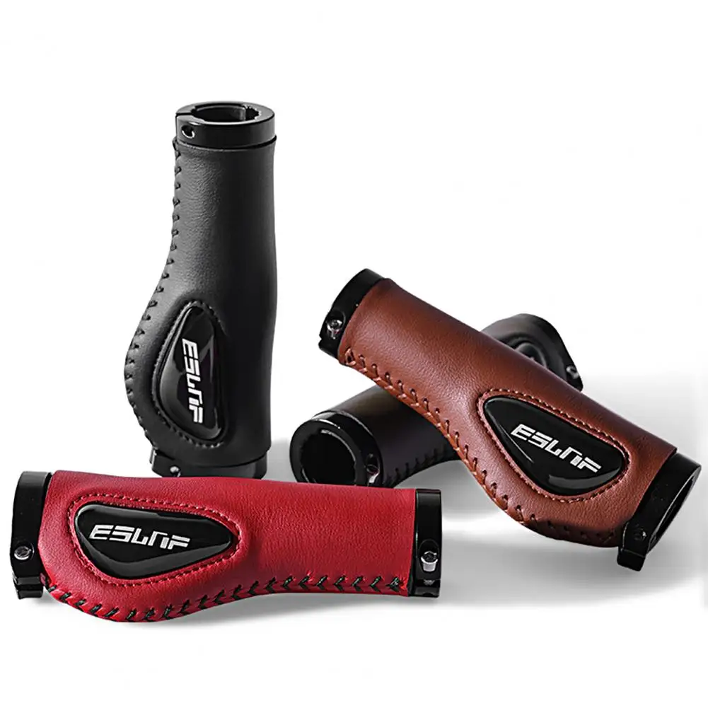 

1 Pair Durable Bike Handle Grips Faux Leather Handlebar Sleeves Shock Absorption Stable Handlebar Sleeves Protect Hand