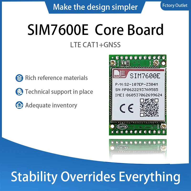 SIMCOM SIM7600E Development Core Board multi-band LTE-FDD/LTE-TDD/HSPA UMTS/EDGE/GPRS/GSM Module SIM7600E LTE CAT1+GNSS