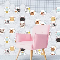 10 hexagonal floor tile stickers childrens room tearable animal kindergarten cartoon bedroom living room home decoration