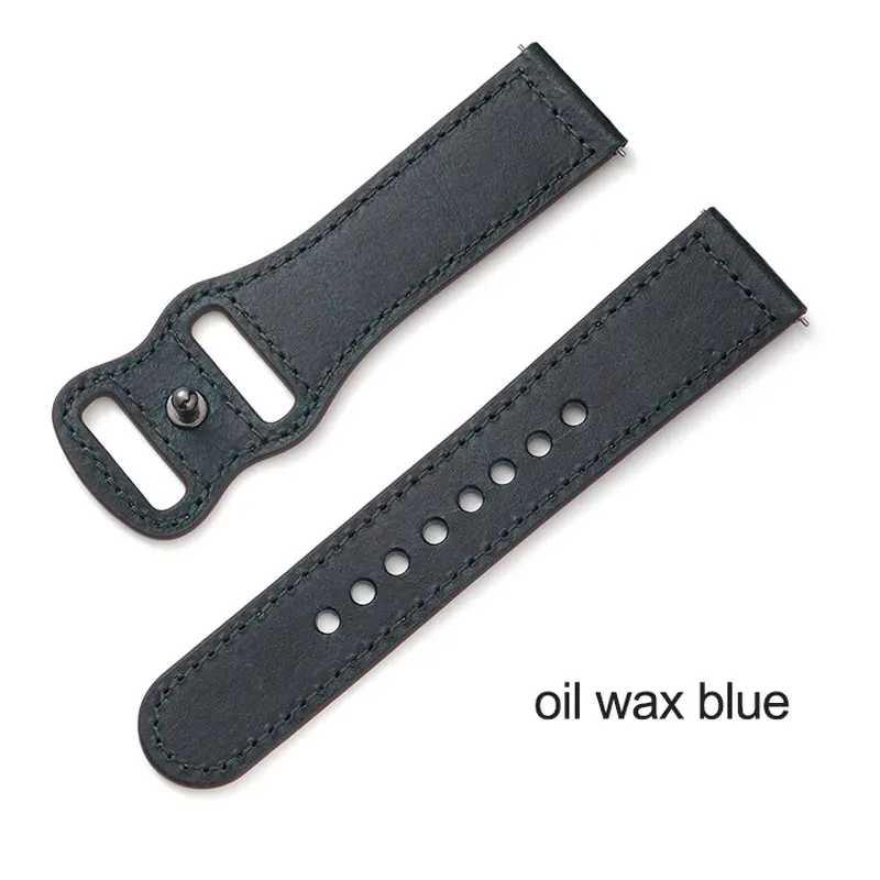 Newest Fashion Retro Bow Single Button Genuine Leather Watchband 22mm Flat Head Universal Quick Release Wrist Straps Bracelet