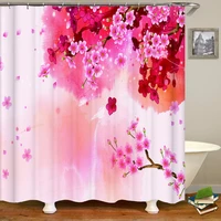 3d beautiful cherry blossom flower bathroom shower curtain polyester waterproof fabric bathroom decorative curtains180x200cm