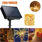 Светодиодные уличные солнечные лампы 10 м20 м, светодиодные s-гирлянды, сказочные Праздничные рождественские праздничные водонепроницаемые светильники