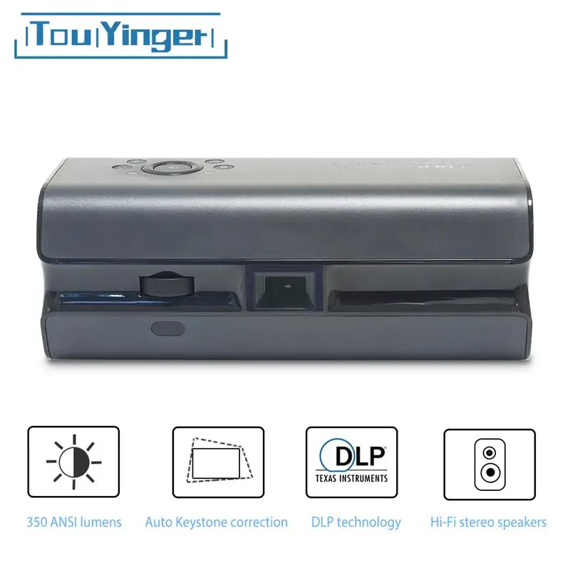 

Карманный мини-проектор Touyinger K1 DLP, 350 ANSI люмен, портативный ручной смартфон, домашний кинотеатр, проектор, динамик