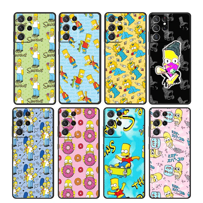 

The Simpsons family funny Case For Samsung Galaxy S23 S22 S21 S20 FE Ultra Plus S10 S9 5G Black Soft Phone Cover Shell