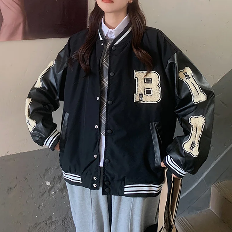 

Куртка-бомбер унисекс из искусственной кожи, в стиле хип-хоп