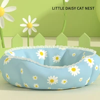 mamypets winter summer universal beds for cats refreshing small daisy pattern cat nest soft cushion for pet dogs mat puppy pad