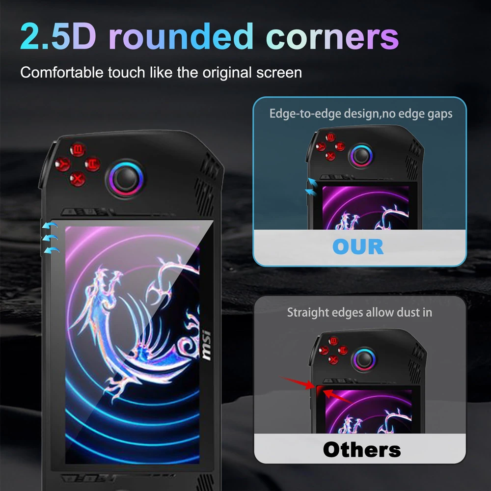 Комплект из 3 прозрачных стеклянных защитных пленок для экрана MSI Claw Gaming Handheld