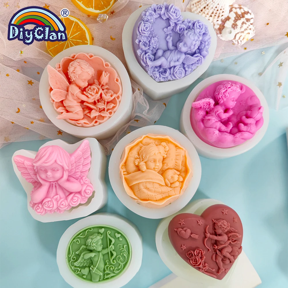 

Angel Baby Silicone Soap Mold Cupid Baby Soap Clays Resin Candle Making Mould DIY Pudding Jelly Chocolate Cake Decorating Tools