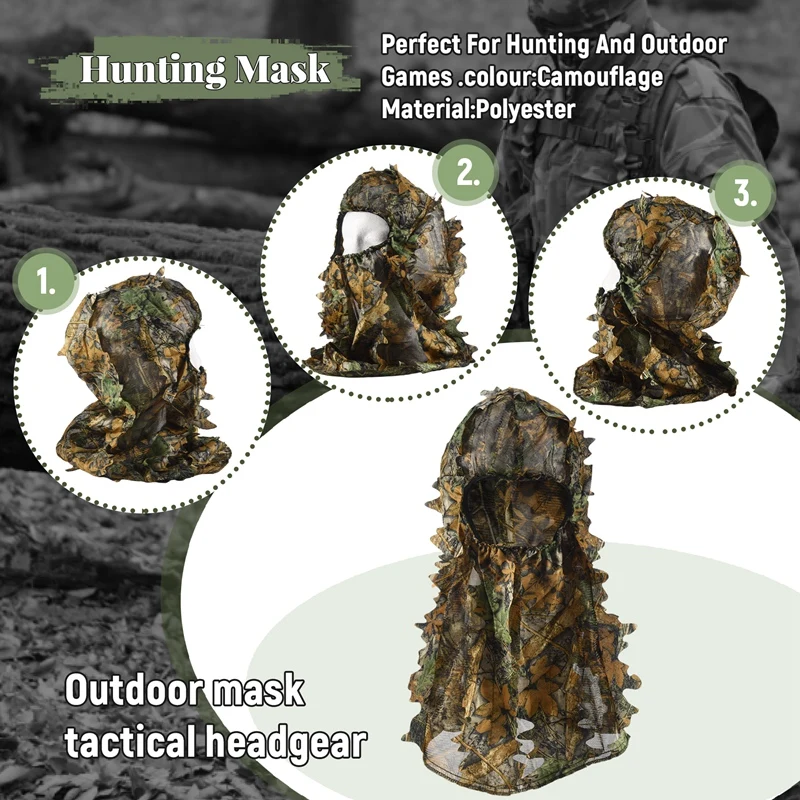 Камуфляжная охотничья 3D маска для лица с капюшоном уличный головной убор охоты и