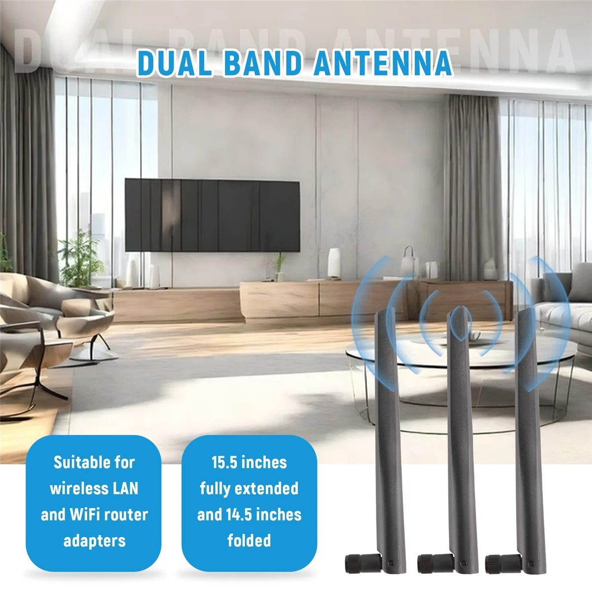 3 PCS New Metal WiFi Antenna of RP-SMA Interface with 5DBi 2.4G/5G Dual-Band Wireless Wifi for ASUS RT-AC68U