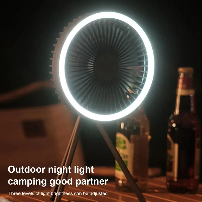 

Multifunction Home Appliances USB Chargeable Desk Tripod Stand Air Cooling Fan With Night Light Outdoor Camping Ceiling Fan