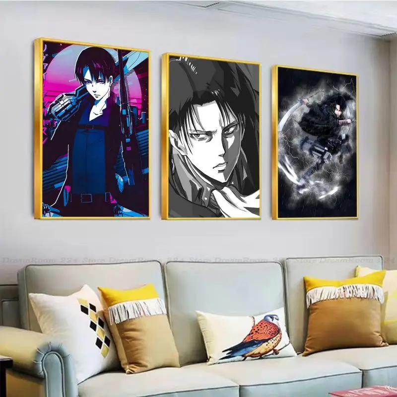 

Anime Attack On Titan Levi Ackerman Poster DIY Sticky Poster Waterproof Paper Sticker Coffee House Bar Home Decor