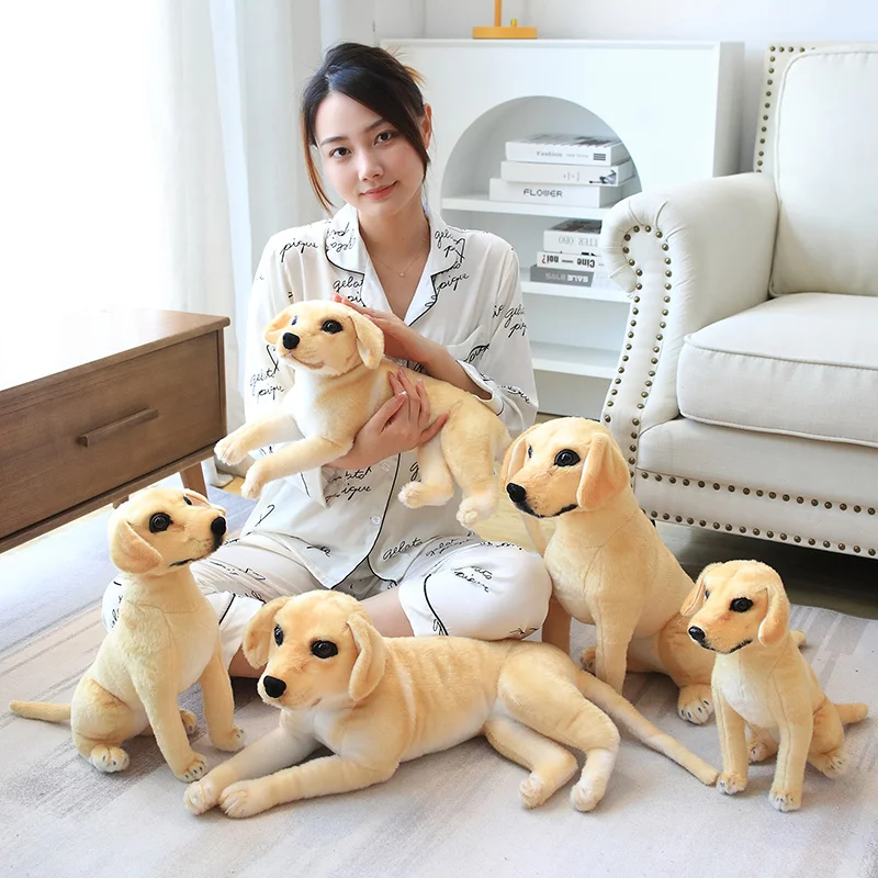 Like Real Prone Simulation Labrador Dog Plush Doll Stuffed Golden Dog Bedroom Decor Retriever Pets Animal Kids Christmas Gift