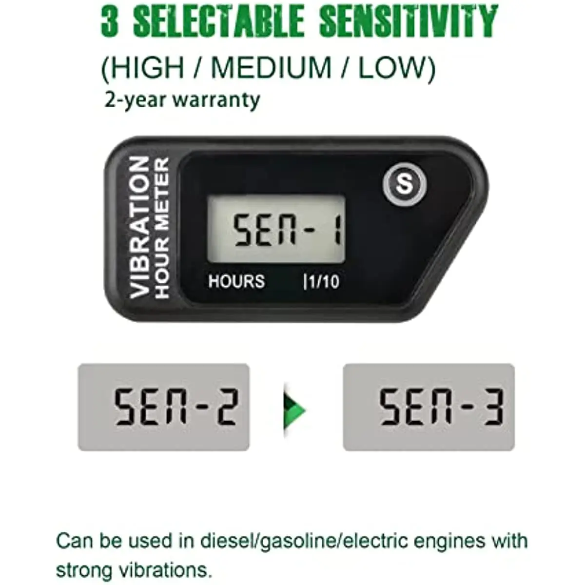 

Wireless Hour Meter Diesel Vibration Hour Meter Hour Meter for All Gasoline Engine ATV UTV Dirtbike Outboards Snowmobile HM016C