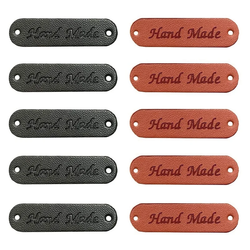 

60PCS Faux Leather Label Clothing Hand Made Embossed Tag With Holes Embellishment Knit DIY Accessories Forbags Shoes Hat