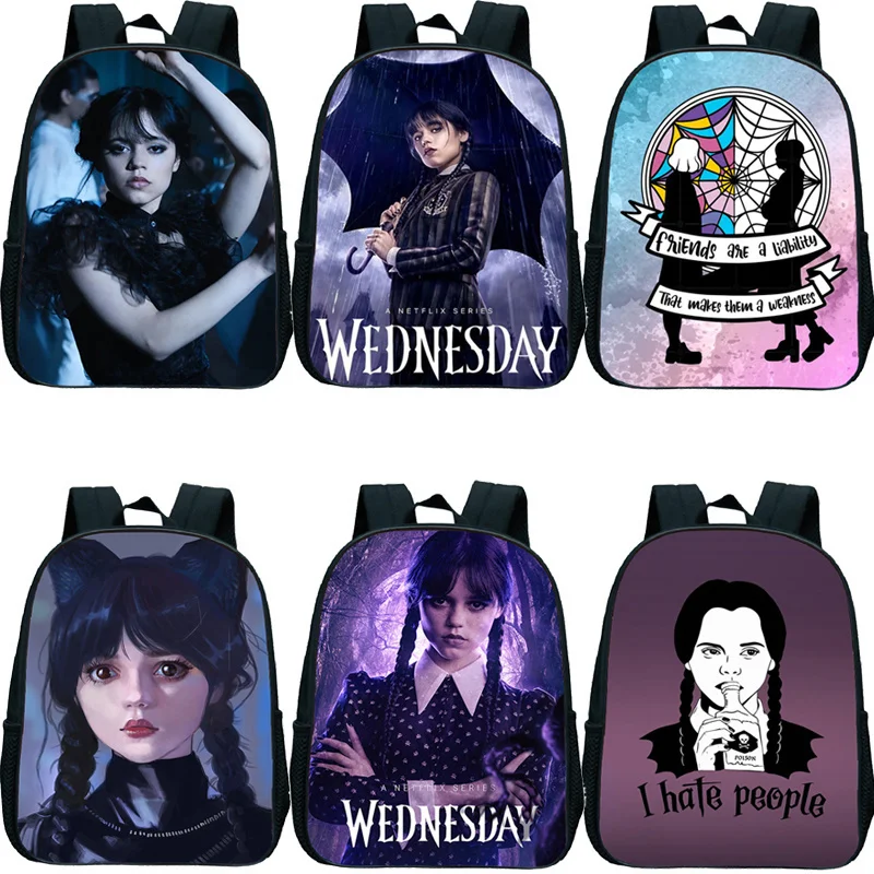 

Wednesday Addams Backpack Nevermore Academy Schoolbag for Boys Girls Children Small Ruckk Kids Kindergarten Bookbag Mochila