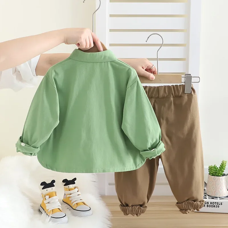 Новая осенняя одежда для малышей детская рубашка с длинными рукавами и брюками