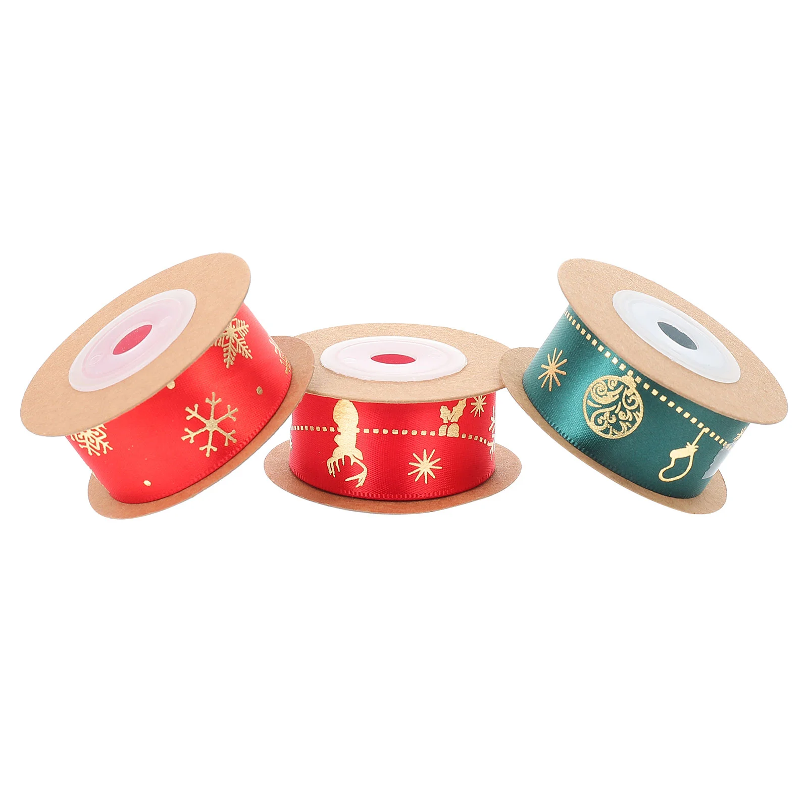 

Ribbon Christmas Ribbons Gift Wired Wrapping Polyester Packing Diy Printed Beautiful Merrygrosgrain Holiday Snowflake Wide