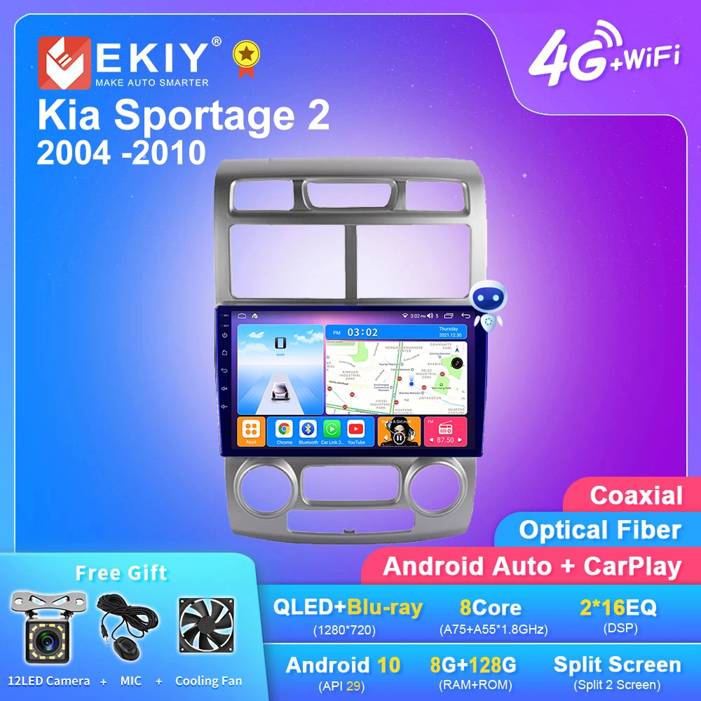 $98.83 EKIY T7  Android 10 Car Radio For Kia Sportage 2 2004 2005 2006 2007-2010 Android Auto Multimedia Player Stereo BT 2din DVD HU