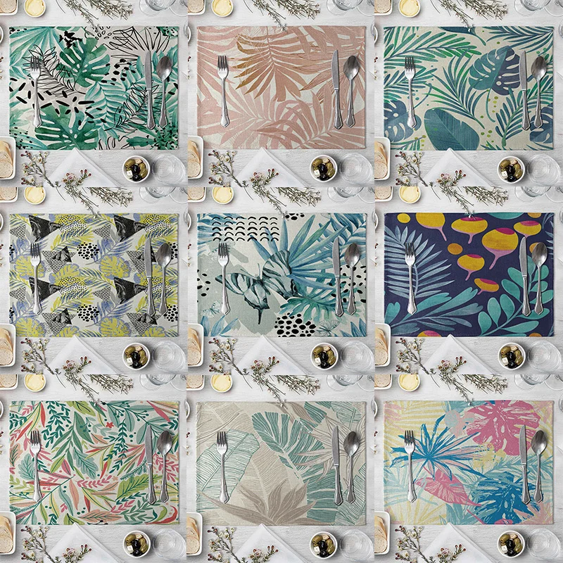 

Rectangular imitation linen Placemat For Dinner Table Mat For Coffee Tables Tableware Plates Cup Pads Kitchen Accessories