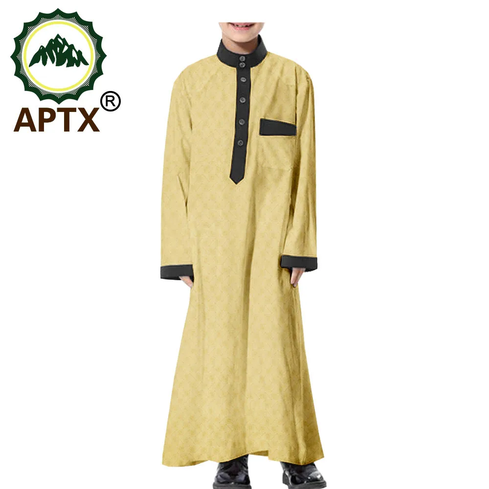 2022 New Year Gift Fasion Style Robes for Teenages Boys' Muslim Clothes Children's Casual Suit APTX T204002