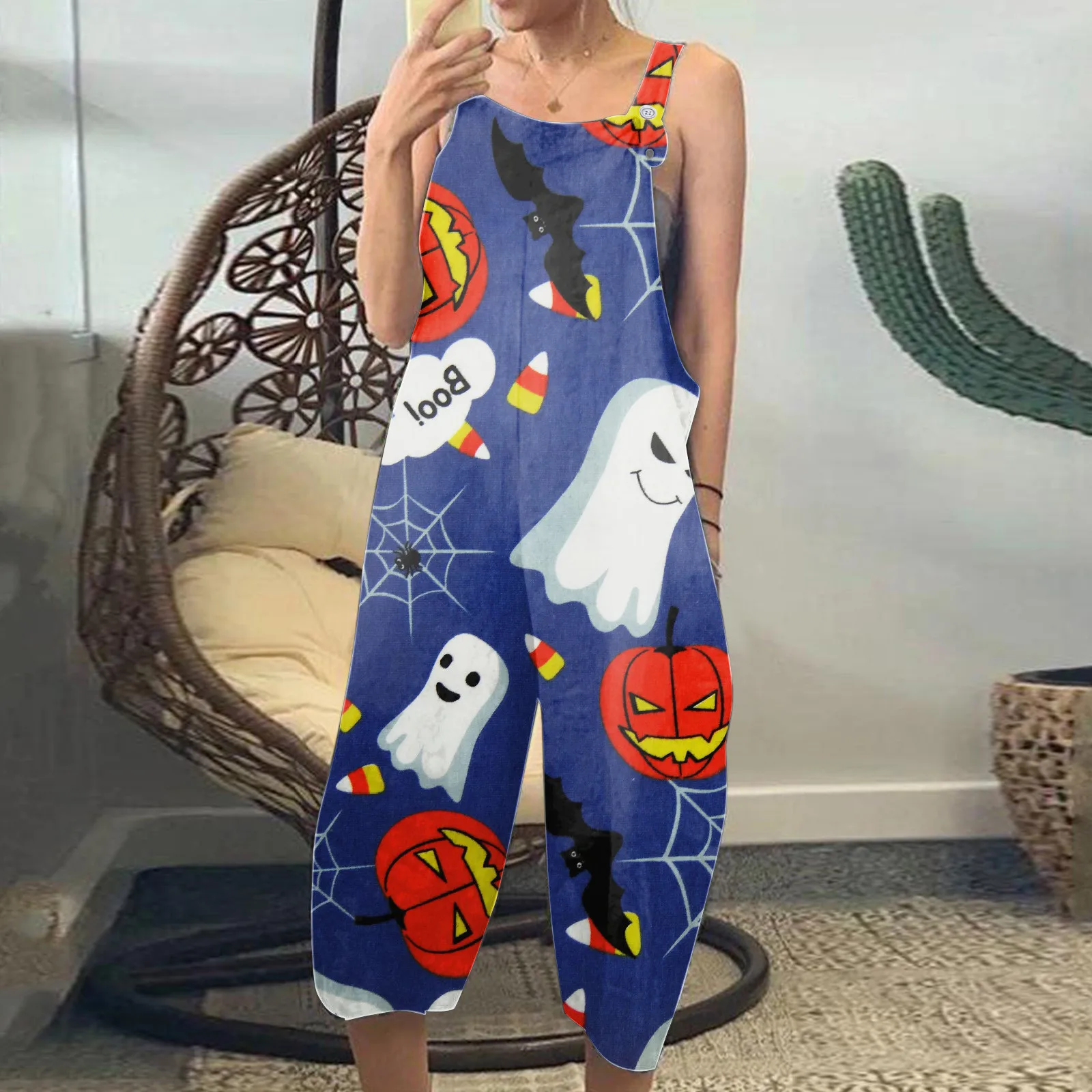 

Women Printed Casual Jumpsuit Pocket Straps Wide Leg With Pocket Vintage Jean Shots Jumpsuit Women Tall Jumpsuits Dress Girls