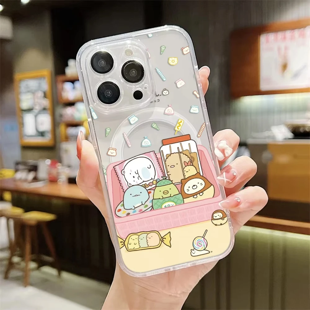 Милый магнитный чехол для телефона S-Sumikkogurashis для iPhone 18 17 16 15 14 13 12 11 8 Air Plus Pro Max X XR XSMax, мягкий прозрачный чехол из ТПУ. (art.: 3920dcdc8b8b8) - 3920dcdc8b8b8
