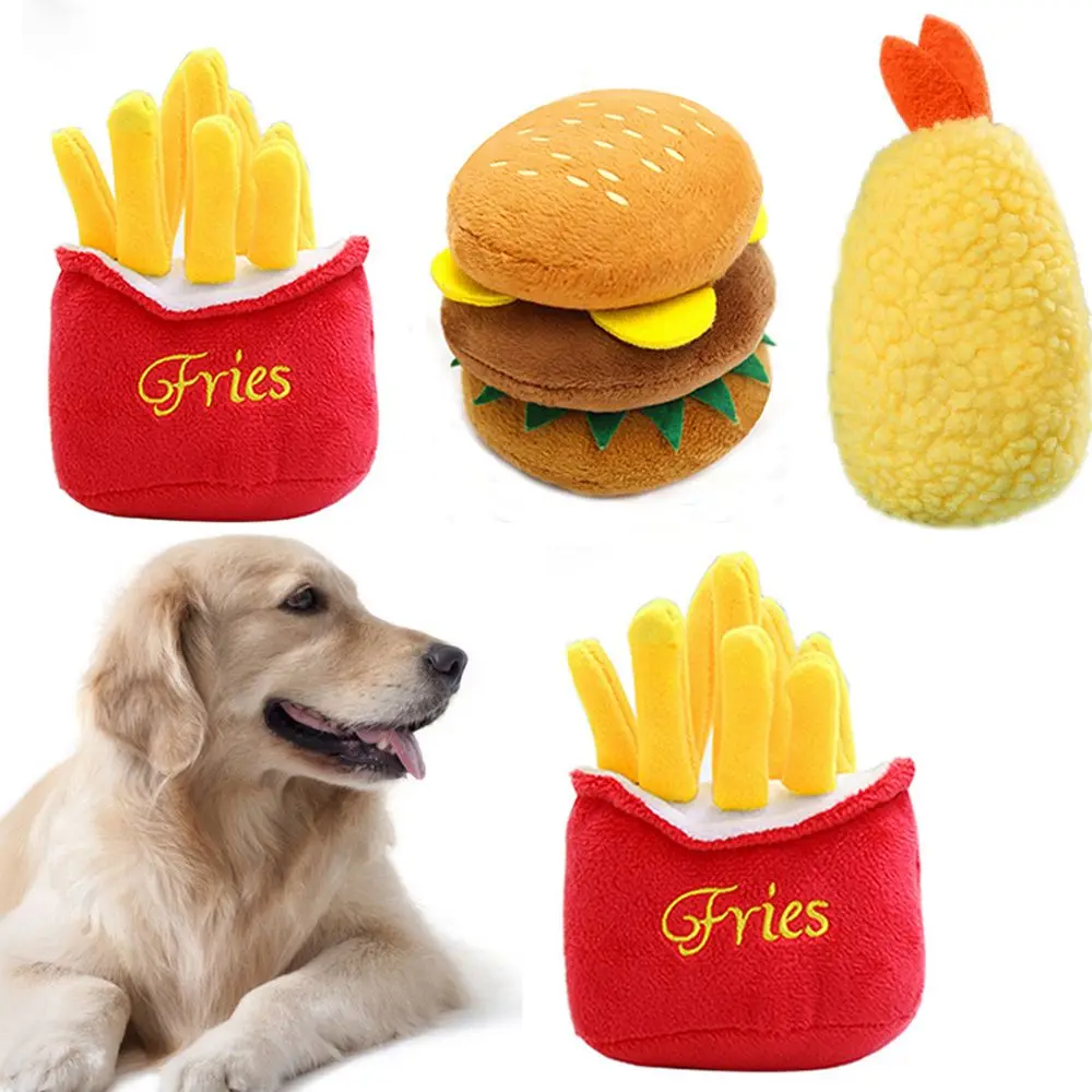 

Funny French Fries Burger Plush Dog Toys Stuffed Plush Bite Resistant Pet Chew Toys Puppy Playing Dog Toys Pets Supplies