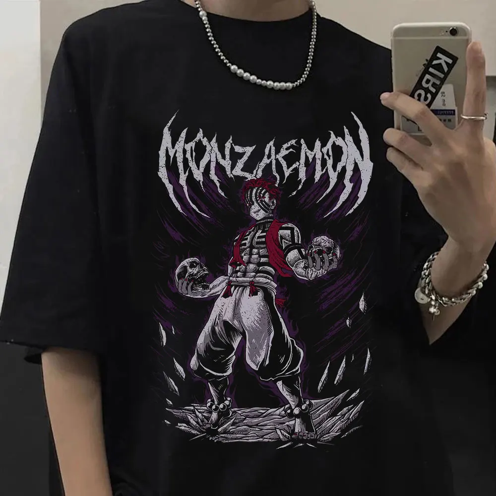 

Футболка мужская хлопковая с коротким рукавом, свободная Ретро футболка с аниме рассекающим демонов, Rengoku Akaza Twelve Kizuki Kimetsu No Yaiba