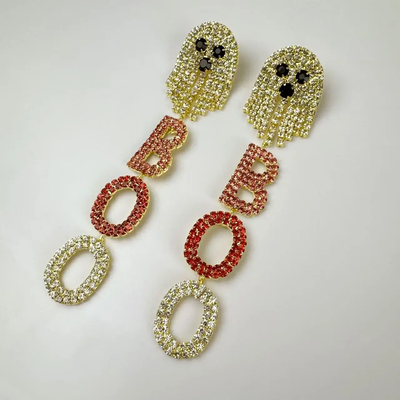 Новые кристаллы красочные серьги-капли с большими буквами BOO для женщин подарок