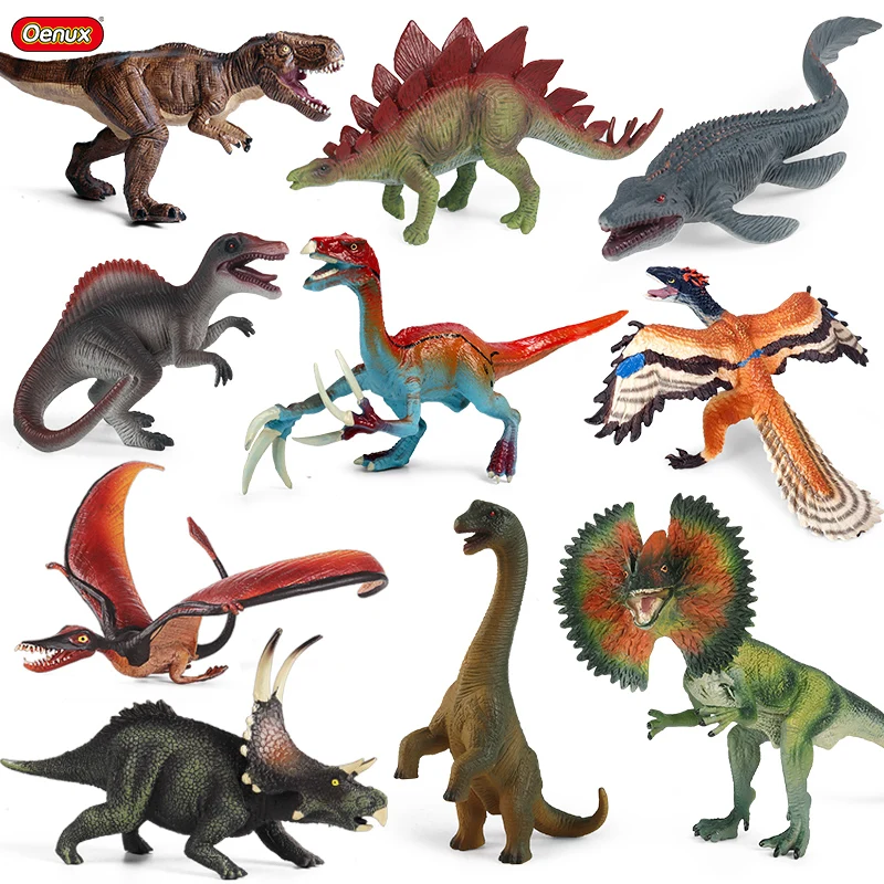 Oenux Savage Jurassic Dinosaur Model T-Rex Dilophosaurus Pterosaur Action Figures Home Decoration Dino Animals Toy For Kids Gift