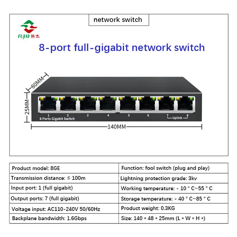 Ethernet Switch 5 8 16 24 Port Rack Mount Rj45 8-port Poe Switch Gigabit Network Switches