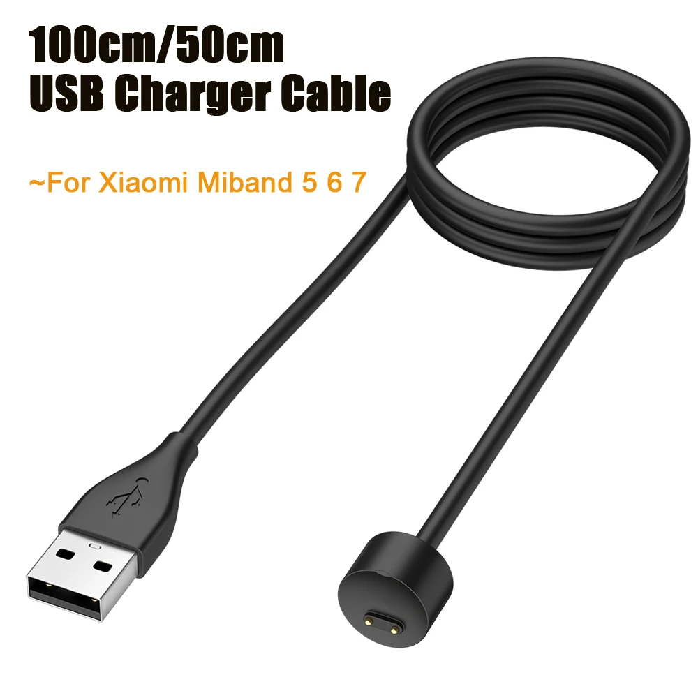 

100cm/50cm USB Charger Cable For Xiaomi Mi Band 5 6 7 Charging Dock For Xiaomi MiBand 6 7 Wired Charger Smart Watch Accessories