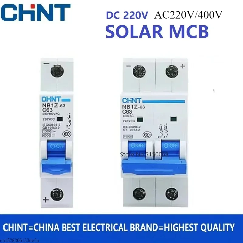 CHINT NB1Z-63 AC DC 220V 400V Circuit Breaker MCB Solar Energy Photovoltaic Household Air Switch