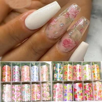 holographic flower nail foil floral foil nails nail art transfer foils wraps acrylic nails design 10rollsbox