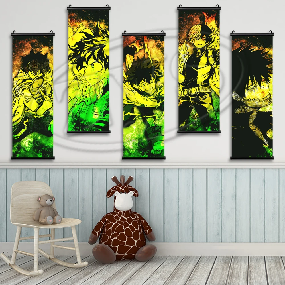 

My Hero плакат Академия холст настенный художественный Рисунок мидория изюку роспись печать Картины Гостиная Декоративные Висячие свитки