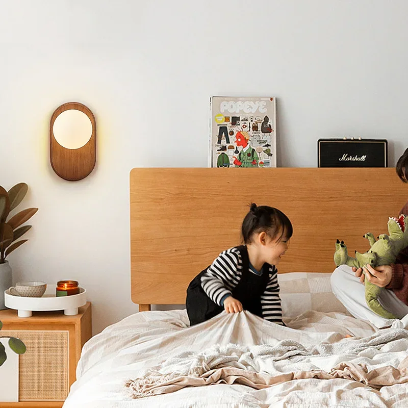 Минималистичный японский стиль настенный светильник из цельного дерева новые