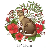cat patches on clothes red flower iron on transfers for clothing stickers thermoadhesive patch for girls cute animals appliques