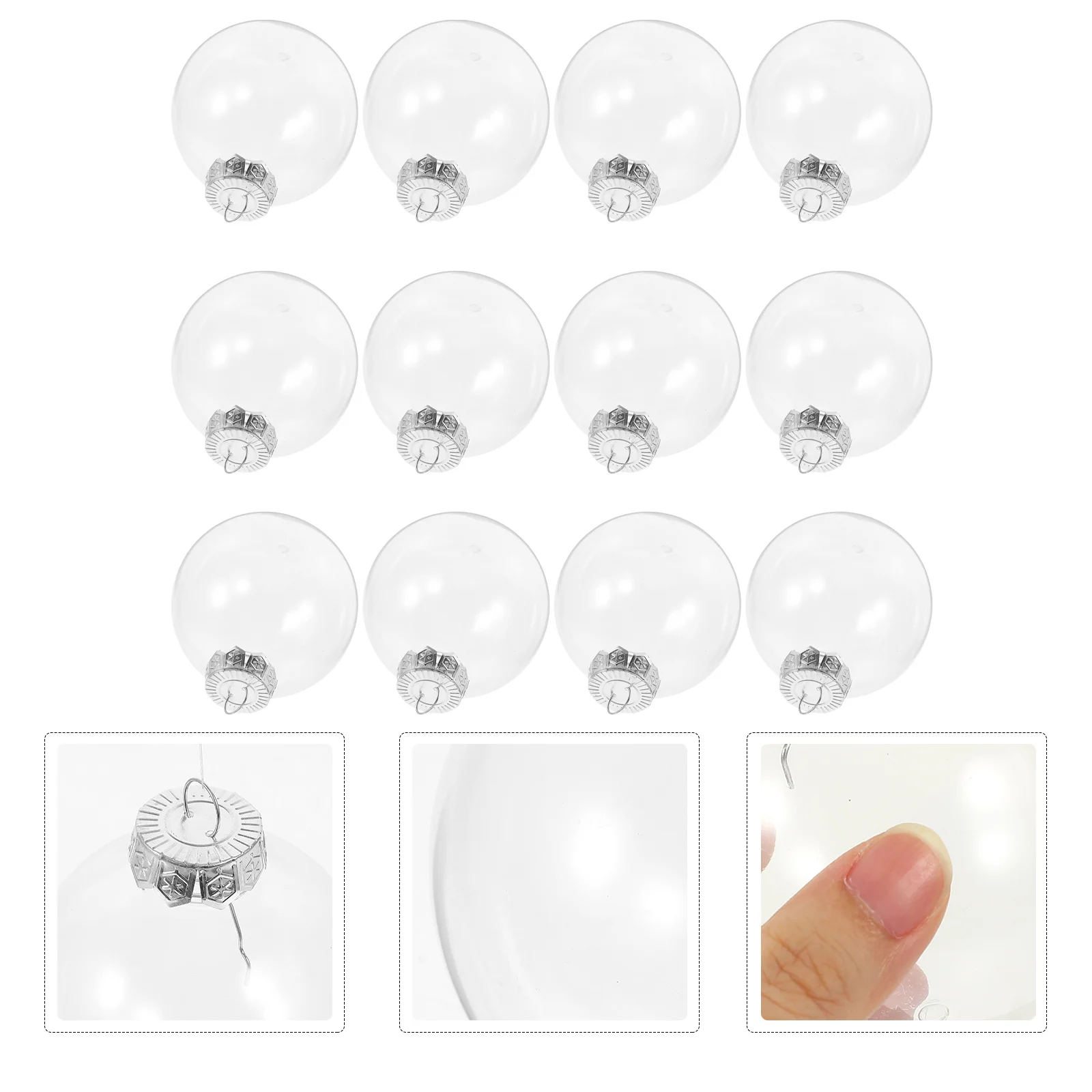 

12 Pcs Plastic Containers Transparent Ball Capsules Empty Ornaments Crafts Fillable Clear Balls Party