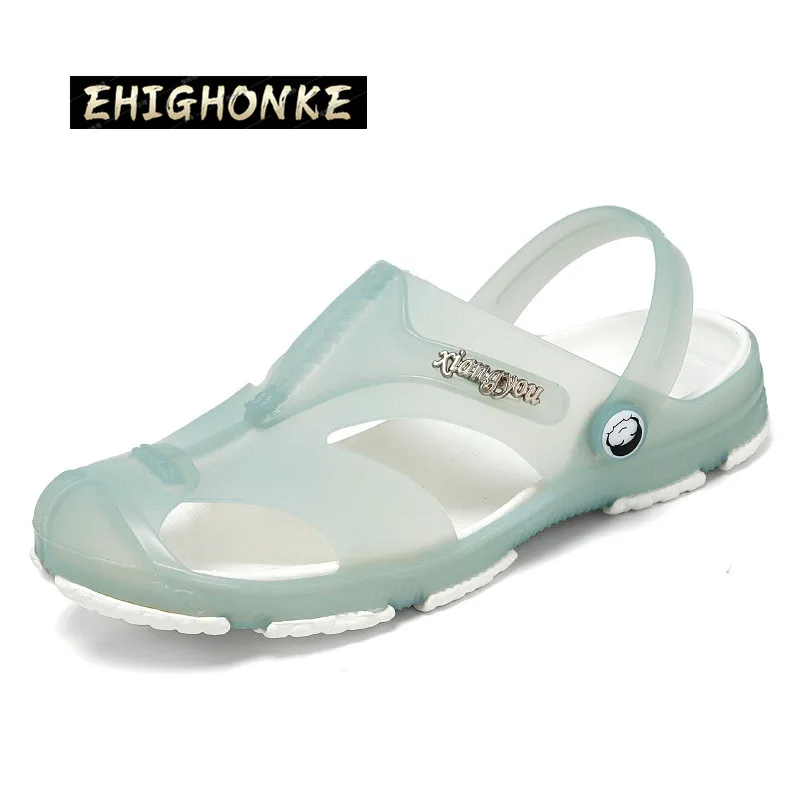 

2021 New Summer Men's Slippers Jelly Garden Shoes Breathable Hole Sandals Plus Size Men's Beach Shoes Flip-flops Quick Dry Y45