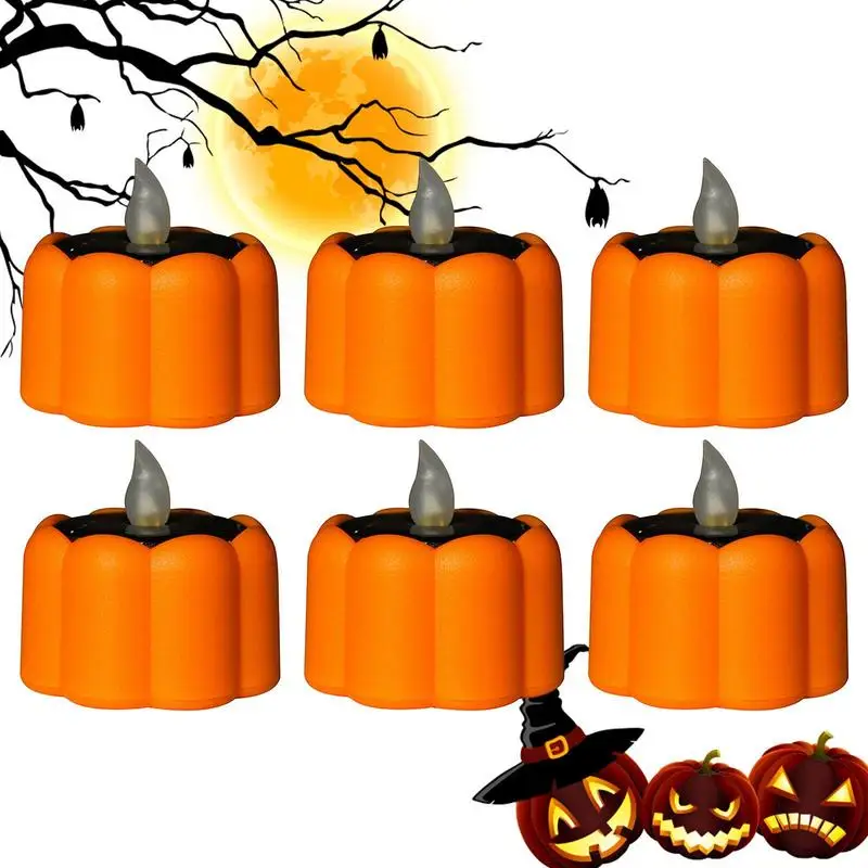 

Pumpkin Tea Lights Orange Pumpkin Lights Solar Night Light Long Lasting Automatically Light Up Add Atmosphere For Family Party