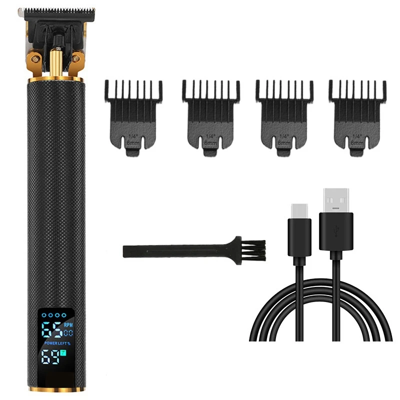 

Профессиональные машинки для стрижки волос, Мужской Электрический триммер для волос и бороды, цифровой дисплей, USB Аккумуляторная Беспрово...