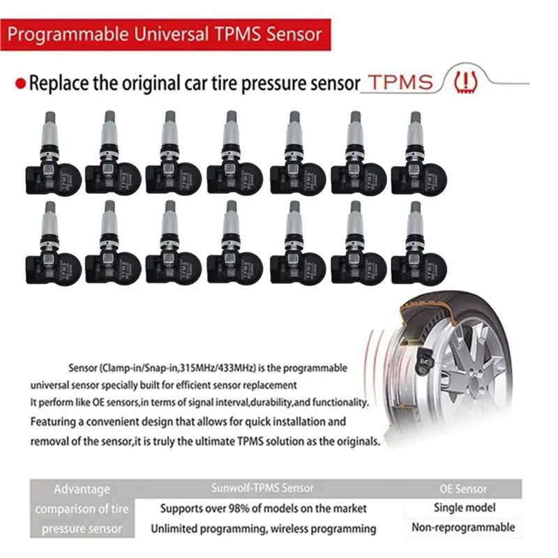 Программируемый датчик TPMS, 14 шт., 315 МГц + 433 МГц, 2 в 1, датчик давления в шинах MX для инструментов Autel TS408, TS508, ITS600 (art.: 3920db9e605d7) - 3920db9e605d7