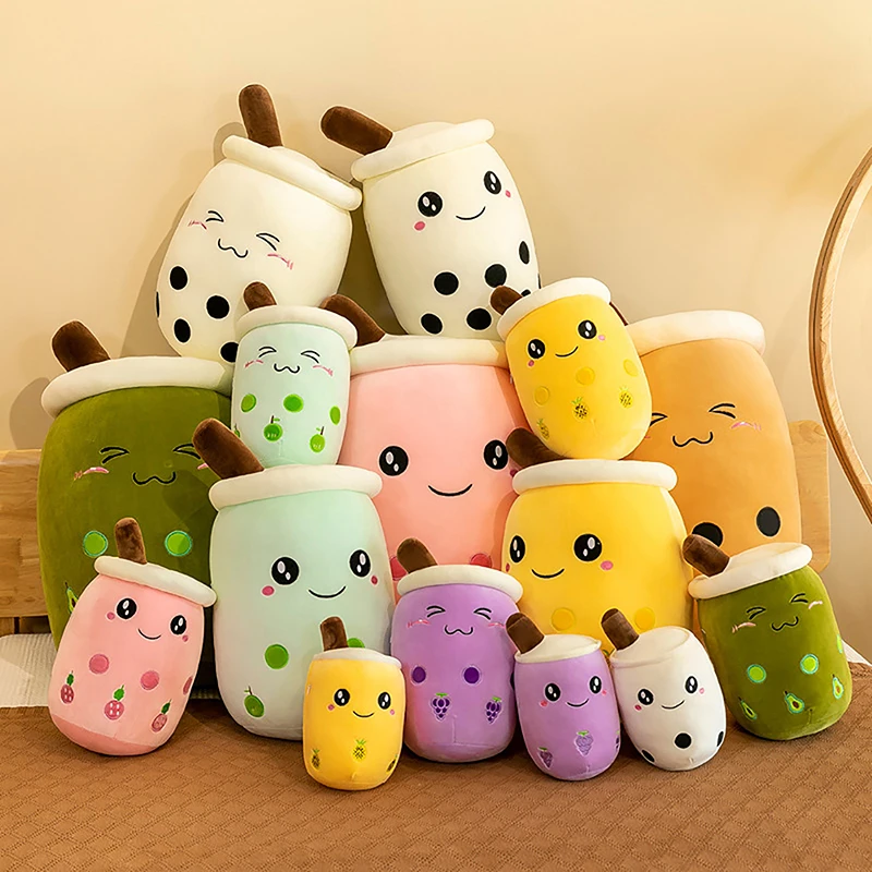

Bubble Tea Plush Toys Stuffed Cute Food Plush Bubble Tea Cup Plush Toy Pillow Milk Tea Soft Boba Cushion Fruit Kawaii Plushie