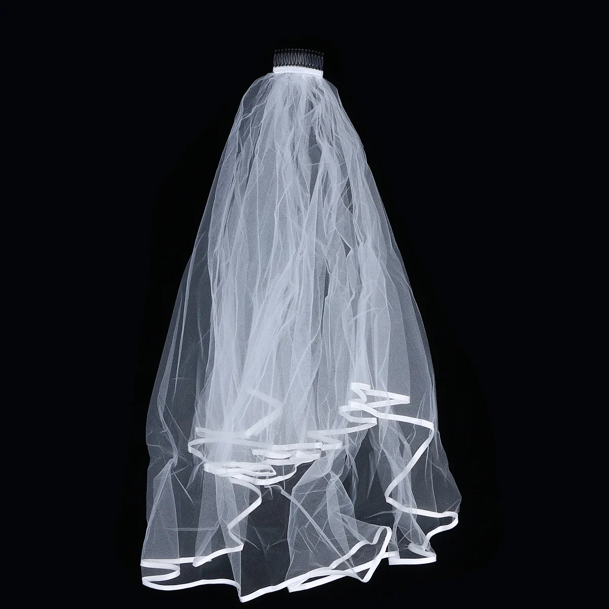 

Свадебная фата с гребнем 2 уровня красивая элегантная свадебная фата Кружевная аппликация Свадебные аксессуары (бежевый)