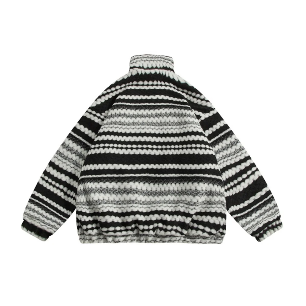 Covrlge Coloured-collared Men's Winter Warm Coat New Top Thick Striped Parka for Men Casual Trend Couples Streetwear Male MWM147