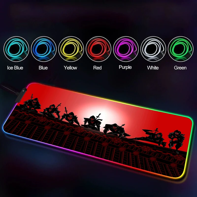 Led Ninja Mouse Gamer Desk Mause Pad Backlit Mat Gaming Mousepad Rgb Pc Accessories Computer Table Mats Carpet Anime Xxl