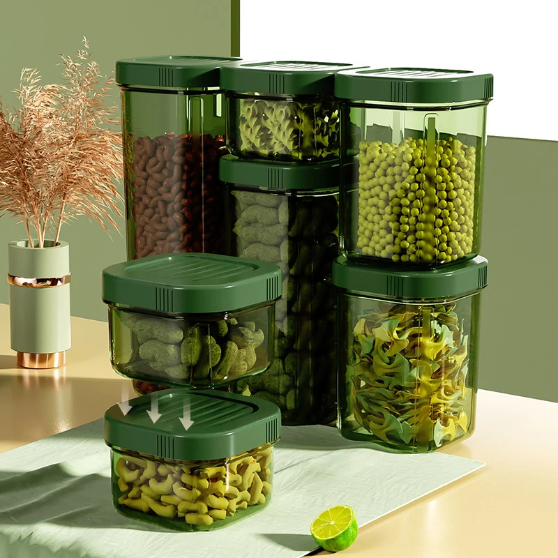 

480/1000/1500/1900ML Sealing Jar Clear Food Storage Container Refrigerator Kitchen Storage Box for Nuts Beans Spice Grain Tank